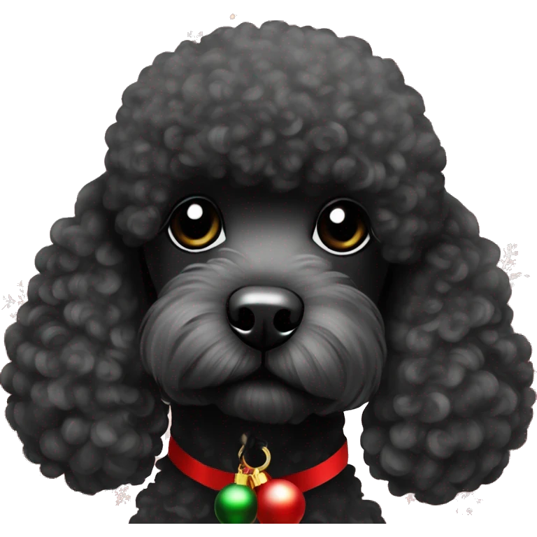 Black poodle with Christmas ornament￼ emoji