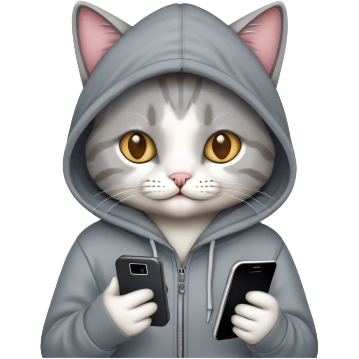 Cat with phone and hoodie  emoji