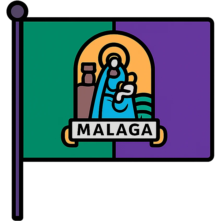 minimalist icon of the Malaga flag, focusing on the main elements and colors emoji
