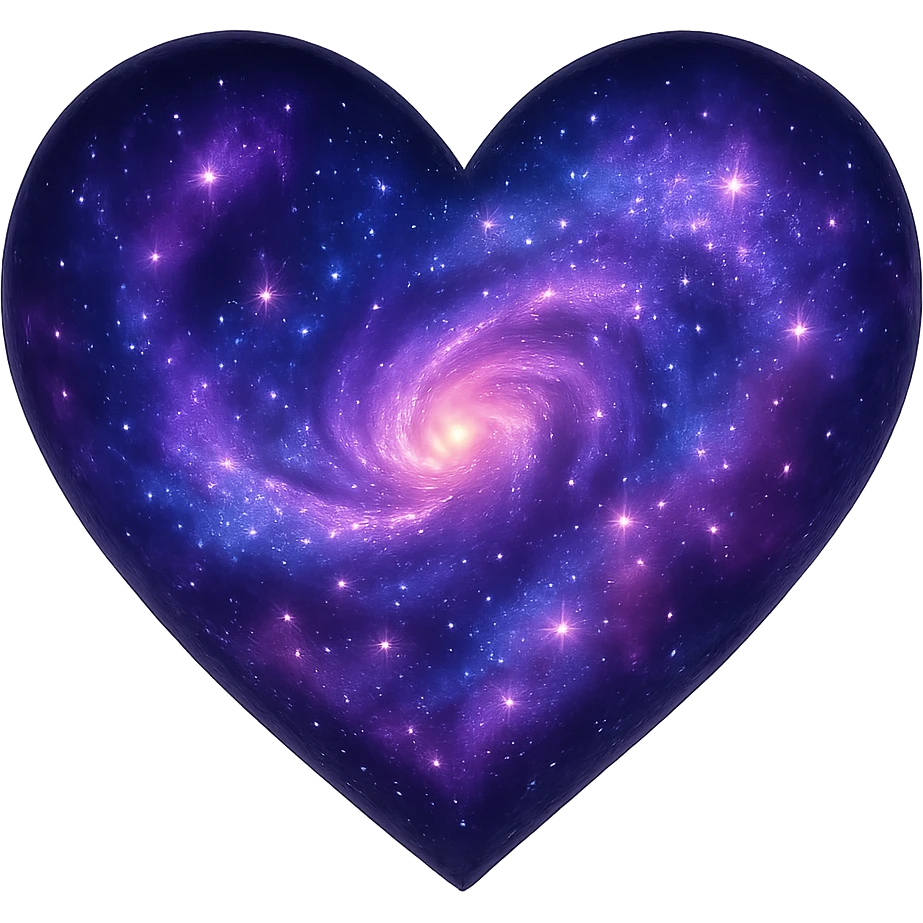 heart with a swirling galaxy inside, digital illustration style, no background emoji