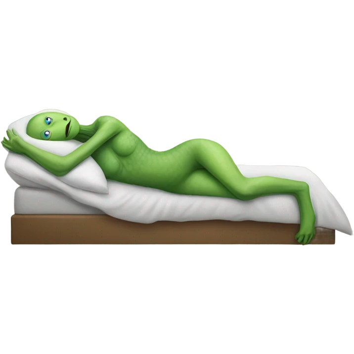 a Reptilian alien woman, full body, sleeping emoji