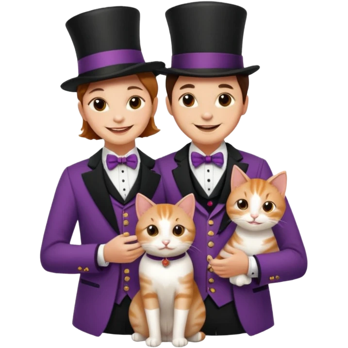 magician couple and their pet cat emoji