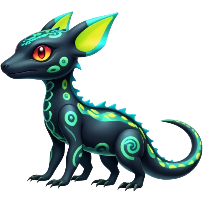 Cute Colorful Neon Exotic Salandit-Aurorus-Umbreon-Fakémon-hybrid-creature (full body)  emoji