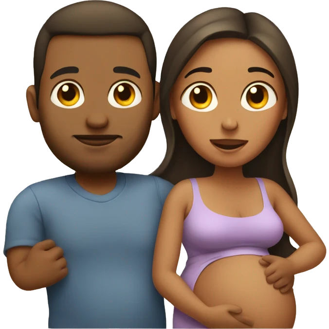 A pregnant woman with her husband  emoji