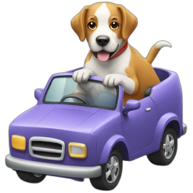 Dog riding car emoji