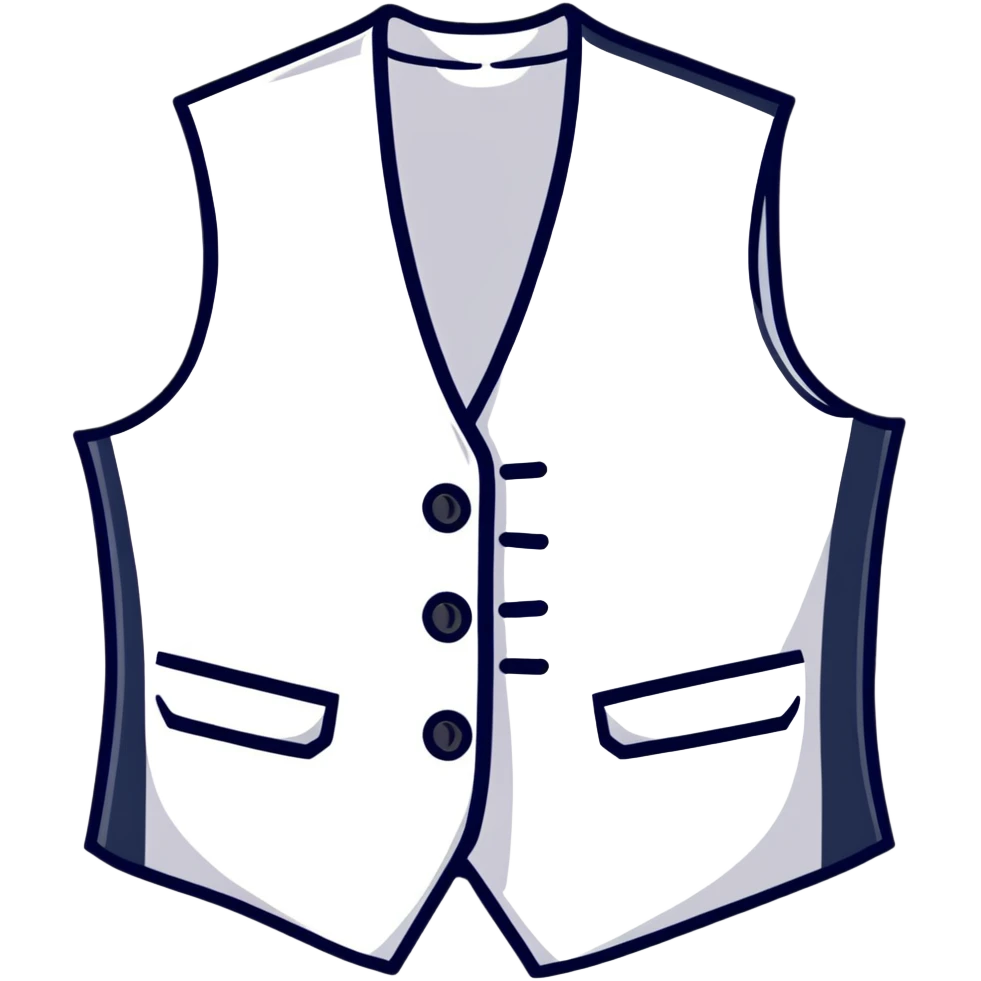white formal vest for women with 3 white buttons and 2 front pockets emoji