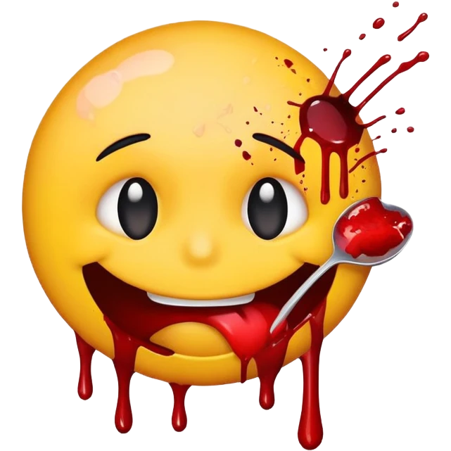 an emoji eating another emoji and blood flying everywhere emoji