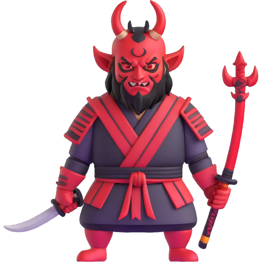 Devil samurai with prominent red horns emoji