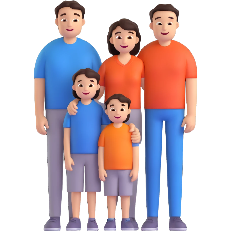 caucasian family with father mother and young son standing together happily emoji