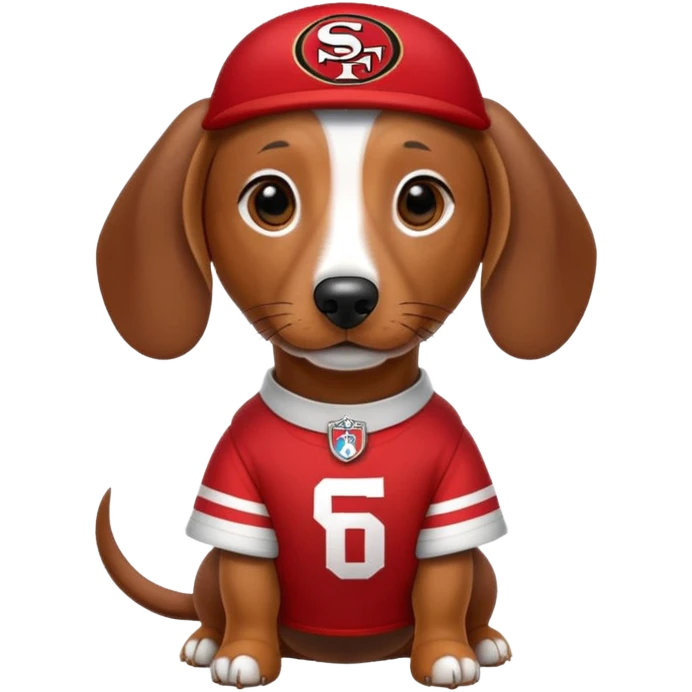 Dachshund with 49er gear  emoji