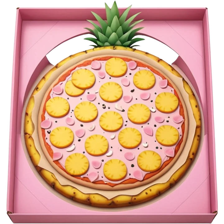 Pineapple pizza inside a soft pink box emoji