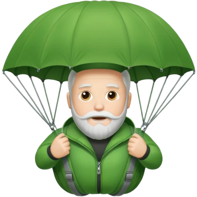Man with a white beard in a green parachute emoji