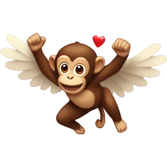 monkey flying on hearts emoji