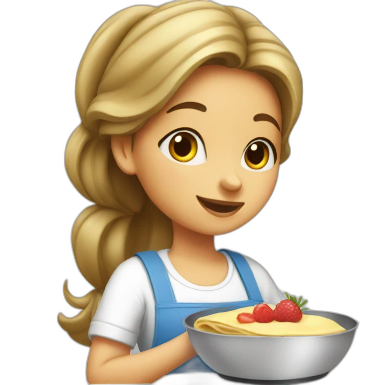 Girl baking crepes emoji