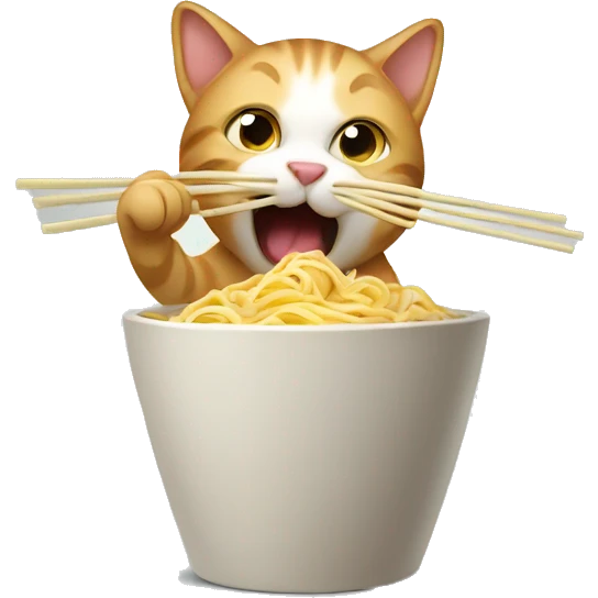 Cat eating noodles emoji