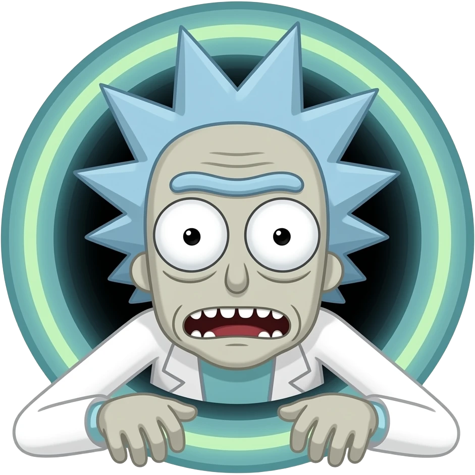 Make rick sanchez crawling out of a portal emoji