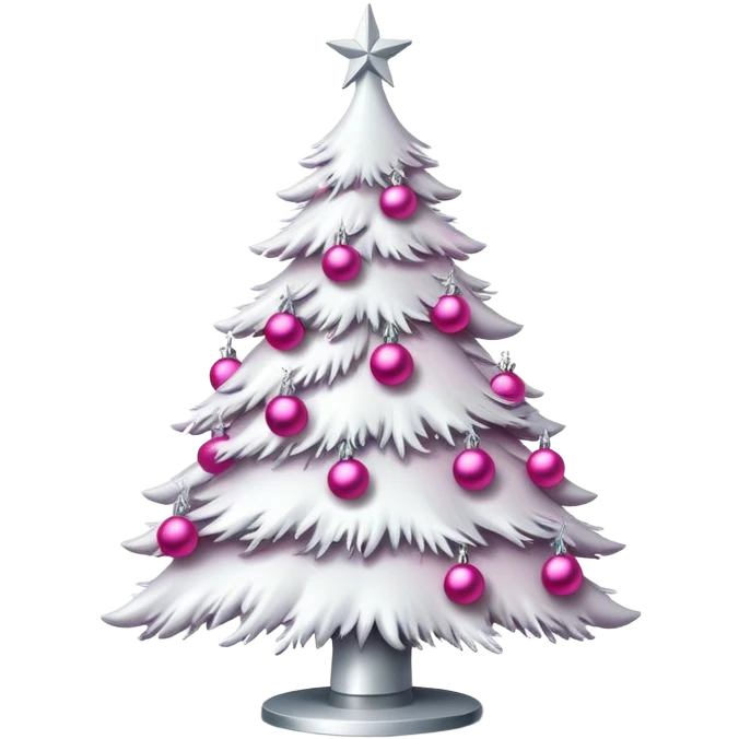 white Christmas tree with pink ornaments emoji