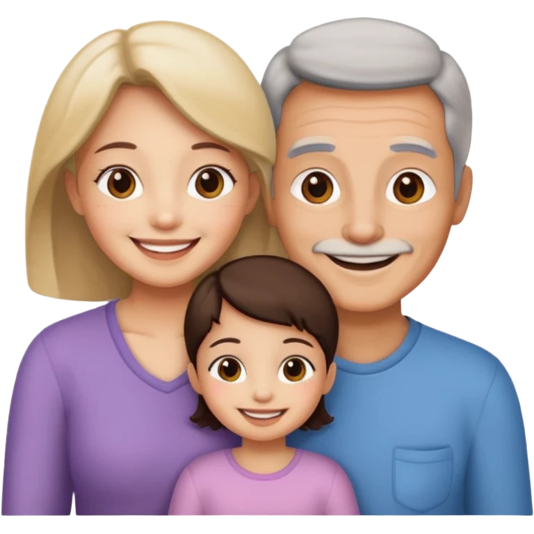 mama, papa niña y gata emoji