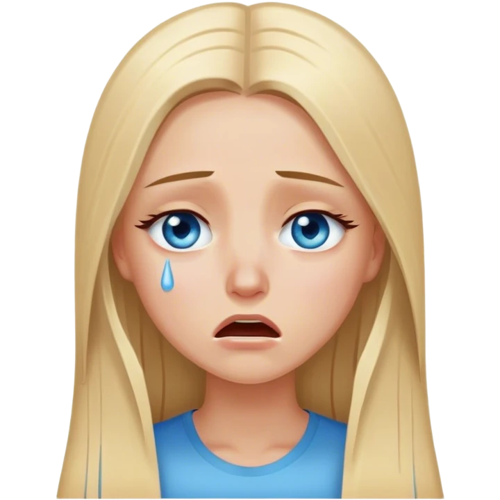 beautiful white girl with long straight blonde hair blue eyes crying  emoji