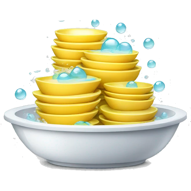 clean stack of dishes with bubbles emoji