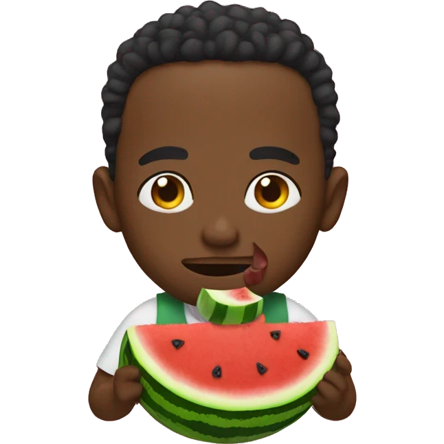 Black man eating watermelon emoji