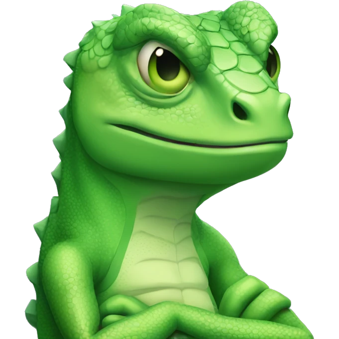  grumpy green lizard arms crossed pouting emoji
