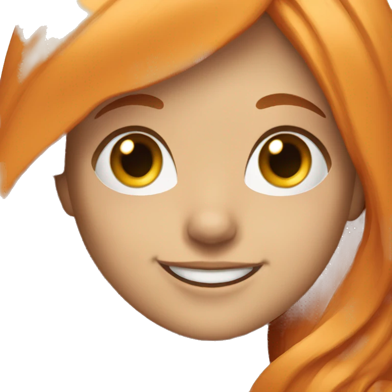 happy girl with long orange hair and bangs emoji
