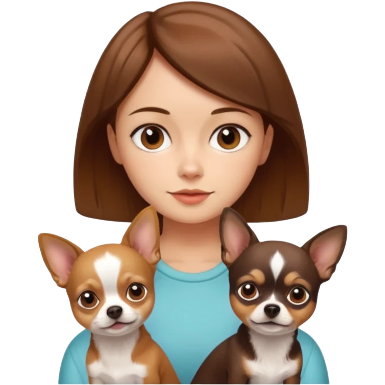 girl with mid-short brown hair and 2 chihuahuas emoji