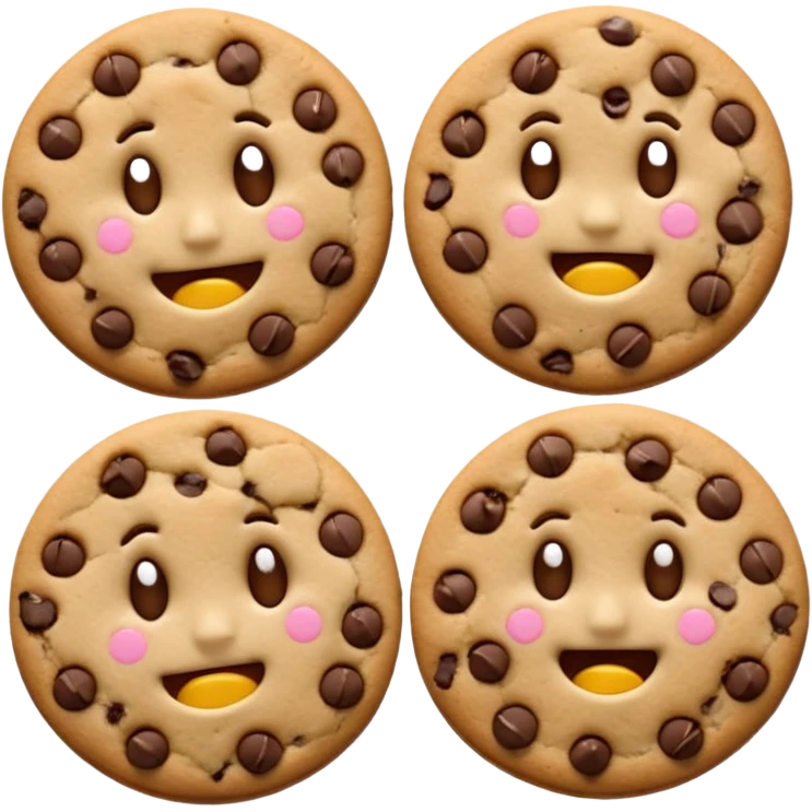 please create cookie emojis, similar to a cookie that looks like it's smiling for a happy cookie, or a cookie that looks like it's frowning for a sadcookie. please use other emotions other than happy or sad emoji