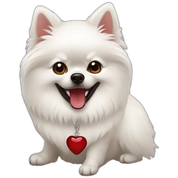 White pomeranian with vampire custom emoji
