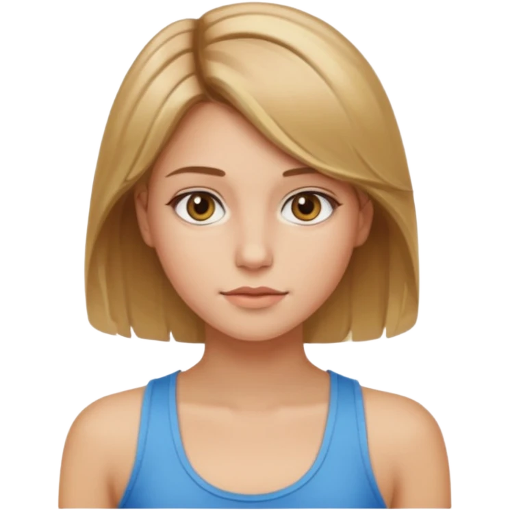girl with light brown hair and blonde highlights hazel eyes and a tanktop emoji