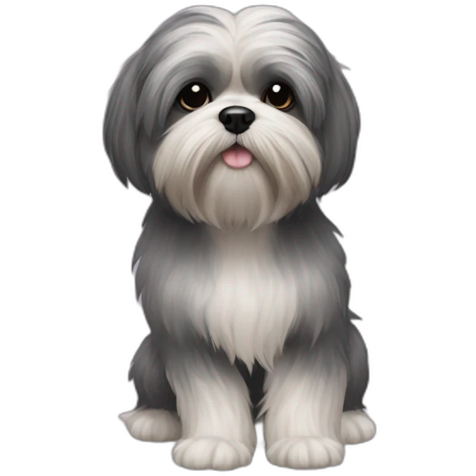 Dog shih tzu westie mix dark gray fur emoji