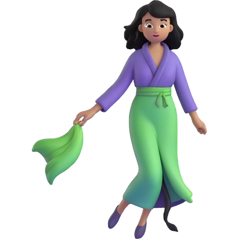 person with hair and clothes gently flowing in a refreshing summer breeze emoji