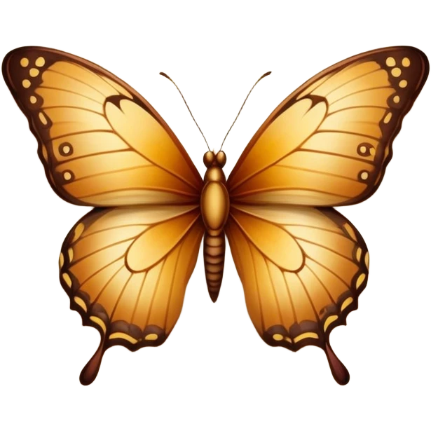 A delicate butterfly with warm brown tones, softly glowing under golden sunlight. The wings have intricate patterns resembling autumn leaves, set against a vintage parchment background. emoji