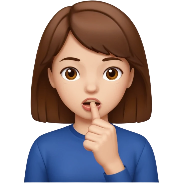 a girl with her fist in her mouth emoji