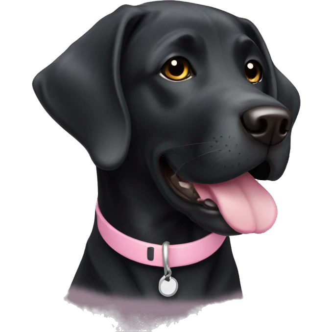 Black Labrador with light pink collar  emoji
