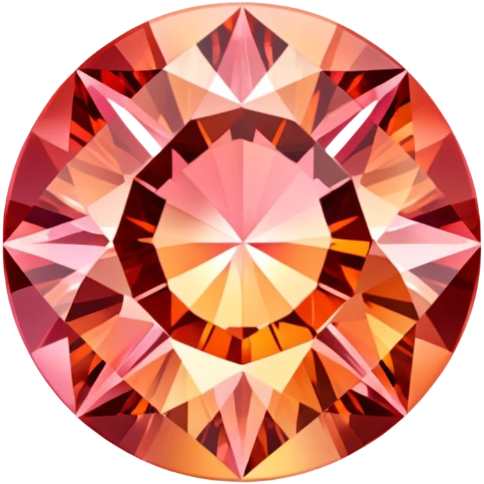 Round cut Padparadscha sapphire with sunset orange-pink hue and sparkling facets emoji
