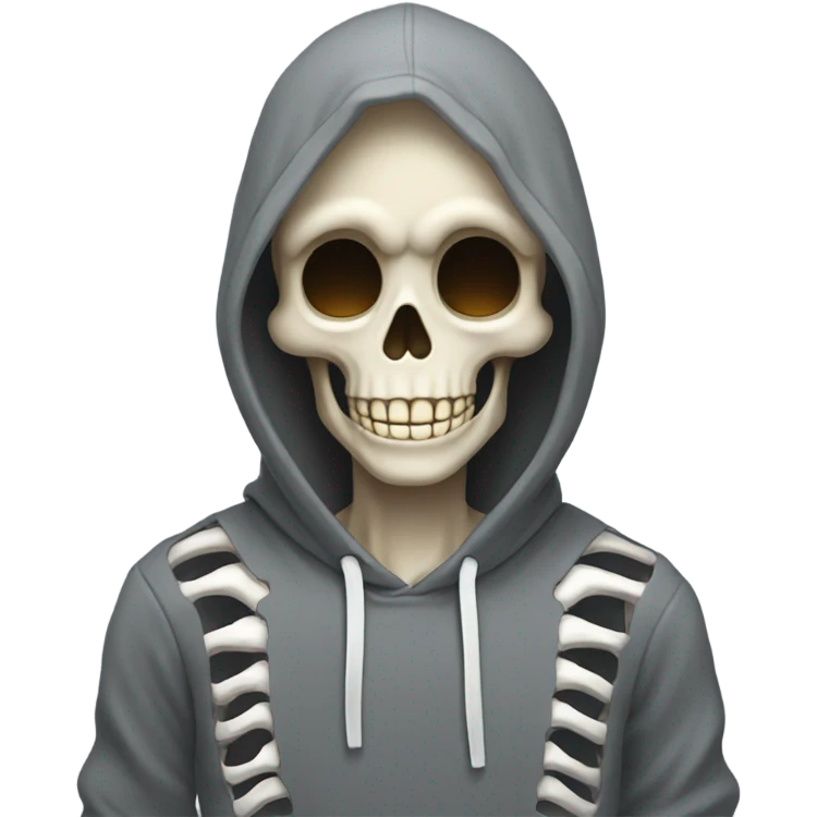 Smiling skeleton with grey hoodie  emoji