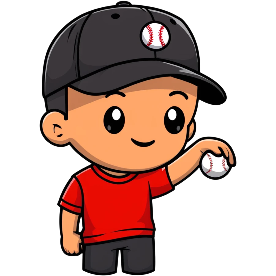 boy avatar with baseball cap and red t-shirt emoji