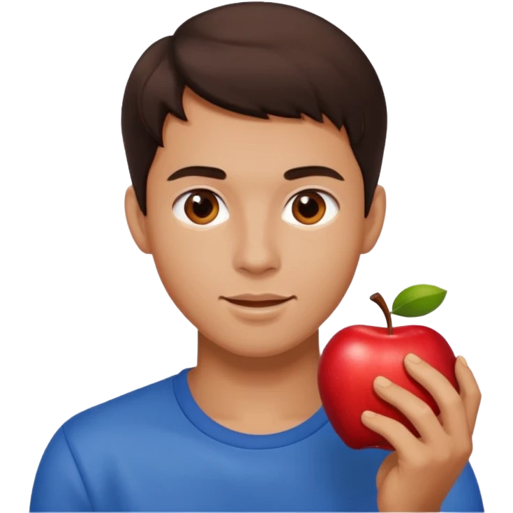 I want you to create an emoji of a spanish sergeant,  He should be a young guy with dark brown hair, brown eyes, his skin color like he’s tan and he’s eating an apple  emoji