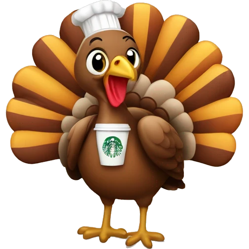 Turkey wearing Starbucks apron emoji