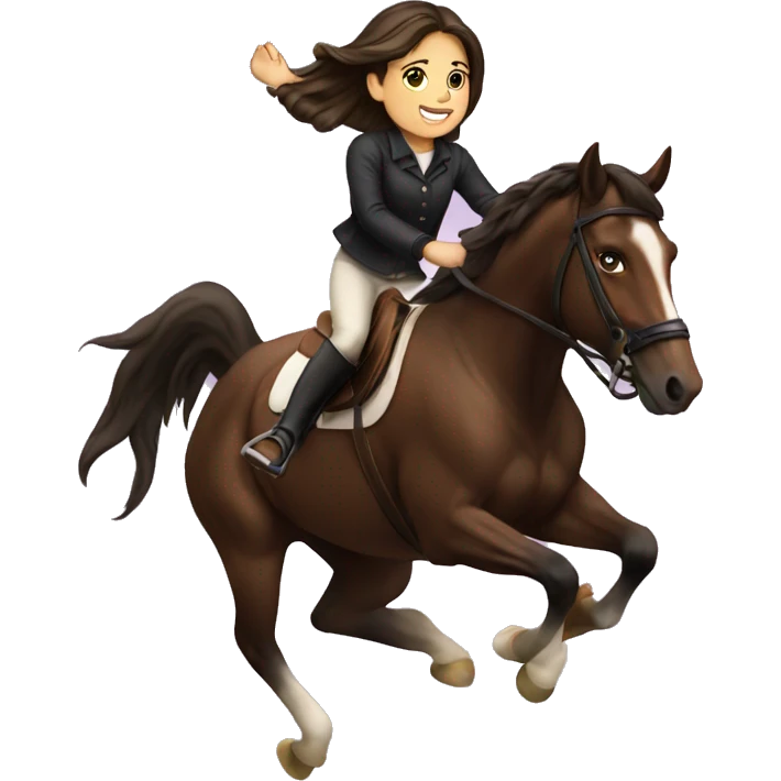 Brunette girl jumping a horse emoji