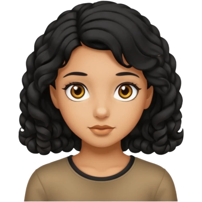 Girl with black curled hair tan and hazel eyes emoji