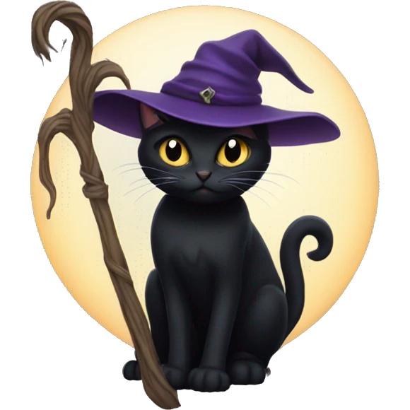 a black cat witch emoji