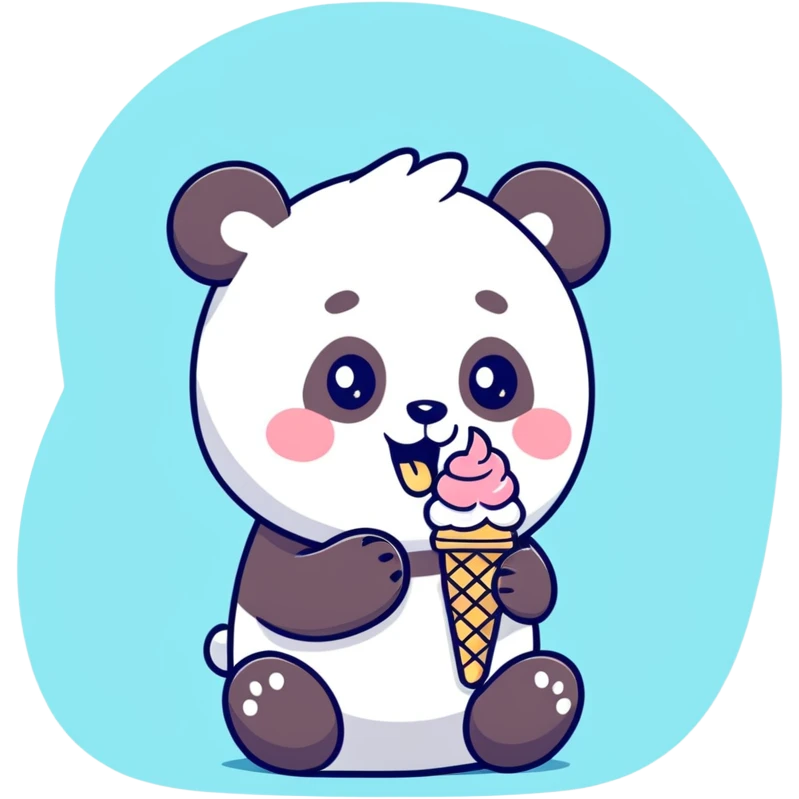 Panda eating ice cream emoji