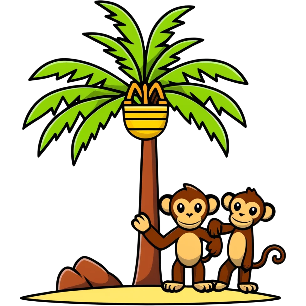 palm tree with monkeys emoji