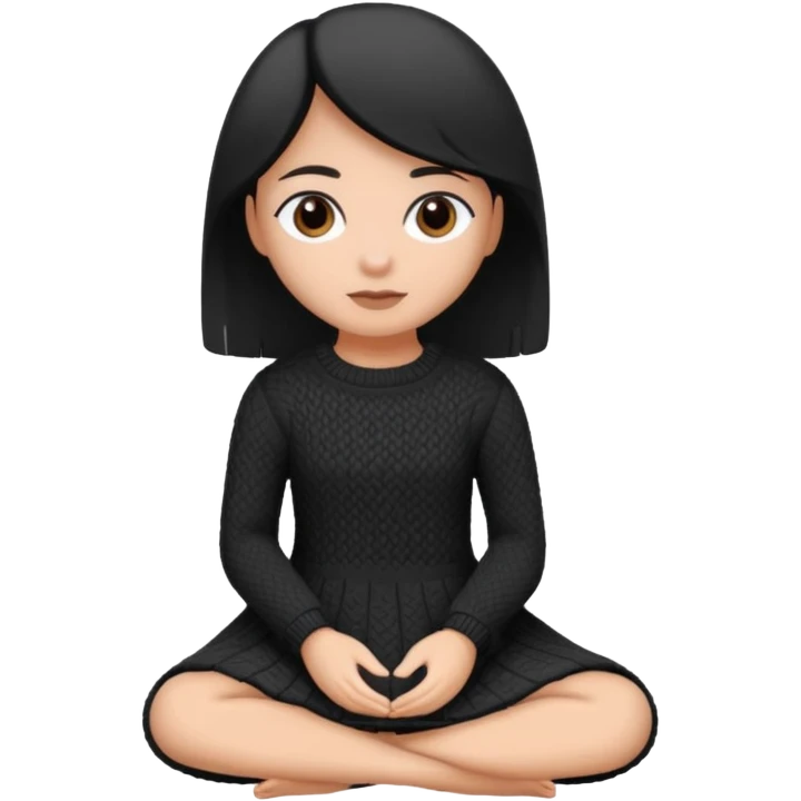 Barboncino seduto in bianco e nero con vestitino in maglia emoji