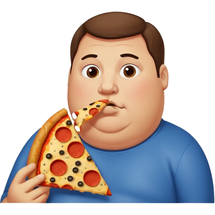 obese man eating pizza emoji