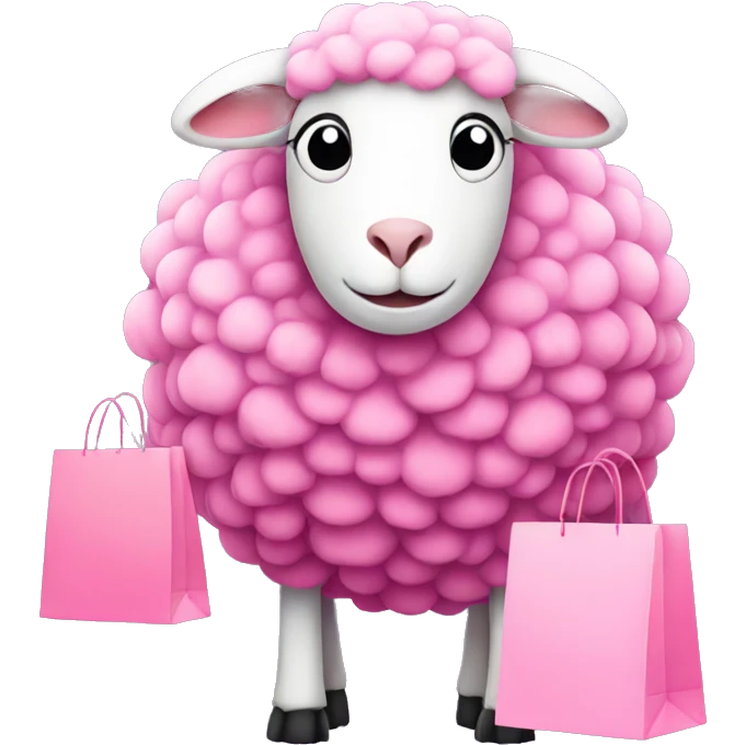 pink sheep with shopping bags  emoji