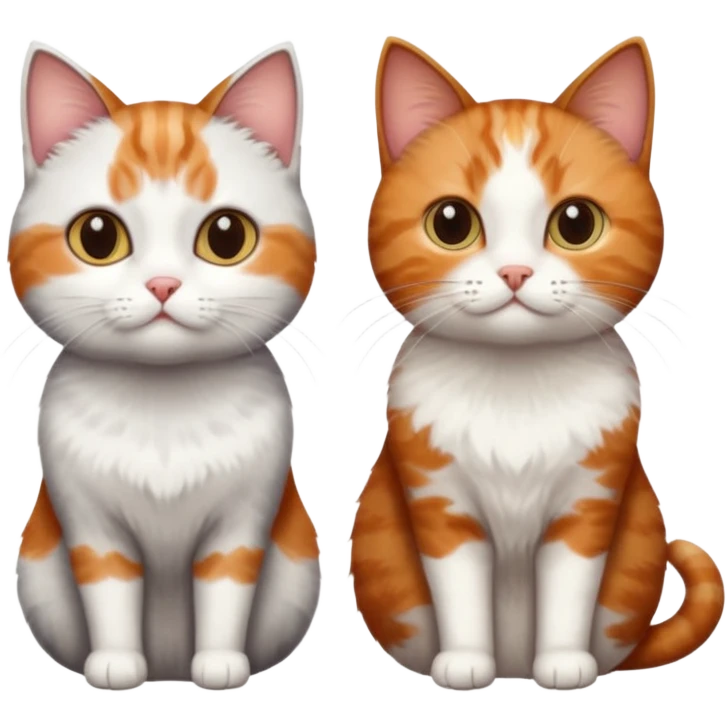 3 different coloured tiny short haired cats, including a dark brown tabby and white cat, and a dark grey and white and a ginger and white emoji